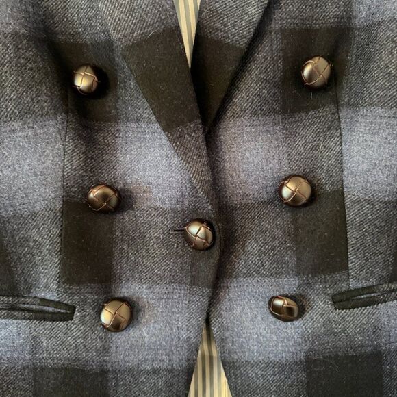 Veronica Beard Matteo Blue and Black Plaid Long Dickey Blazer Jacket - Picture 10 of 16